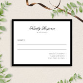 Klassiek minimalistisch script zwart-wit bruiloft RSVP kaartje