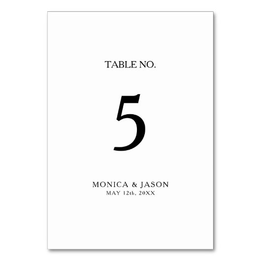 Klassiek minimalistisch tabelnummer kaart (Voorkant)