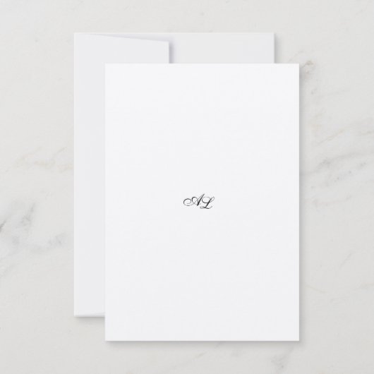 Klassiek minimalistisch traditioneel monogram save the date (Achterkant)