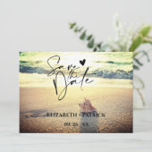 Klassiek minimalistisch, tropisch strand save the date (Staand voorkant)