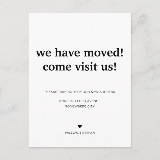 Klassiek minimalistisch wit We hebben verplaatst Aankondigingskaart (Voorkant)