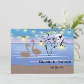 Klassiek minimalistisch, zonsondergang, flamingo's save the date (Staand voorkant)