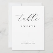 Klassiek minimalistisch zwart bruiloft tafel numme (Achterkant)