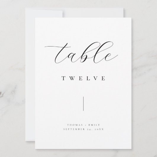 Klassiek minimalistisch zwart bruiloft tafel numme (Achterkant)