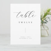 Klassiek minimalistisch zwart bruiloft tafel numme (Staand voorkant)