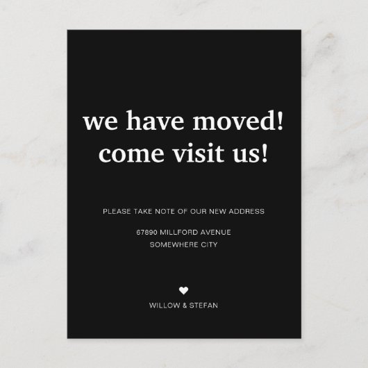 Klassiek minimalistisch zwart We hebben verplaatst Aankondigingskaart (Voorkant)