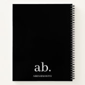 Klassiek Minimalistisch Zwart & Wit Monogram Notitieboek (Achterkant)