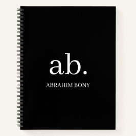 Klassiek Minimalistisch Zwart & Wit Monogram Notitieboek
