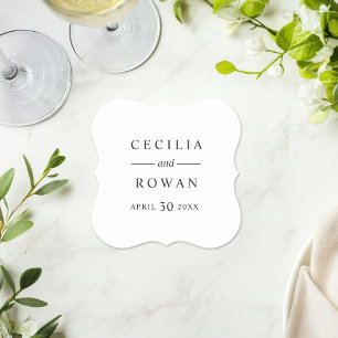 Klassiek Minimalistische Zwarte en Witte Bruiloft Kartonnen Onderzetters