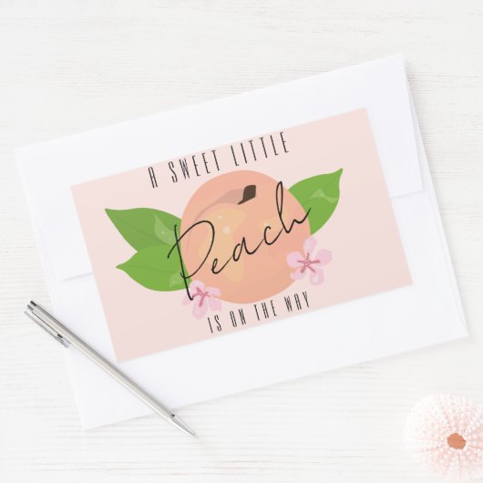 Klassiek minimum perzik Baby shower Rechthoekige Sticker (Envelop)
