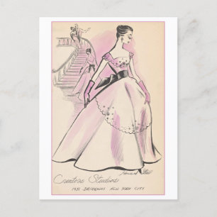 Klassiek modeontwerp voor avondjurk briefkaart