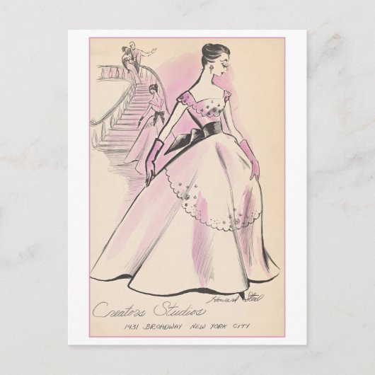 Klassiek modeontwerp voor avondjurk briefkaart (Voorkant)