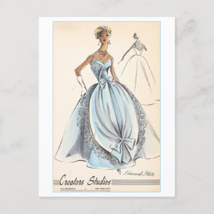 Klassiek modeontwerp voor avondjurk briefkaart