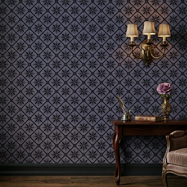 Klassiek Modern Blauw Bloempatroon Behang (Creator heeft geüpload)