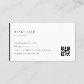 Klassiek Modern Dark Navy Monogram QR-code Visitekaartje (Achterkant)