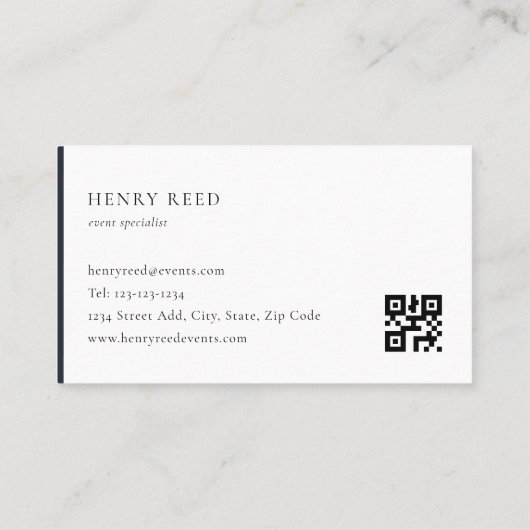 Klassiek Modern Dark Navy Monogram QR-code Visitekaartje (Achterkant)