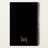 Klassiek modern decoratief zwart goudmonogram notitieboek (Achterkant)