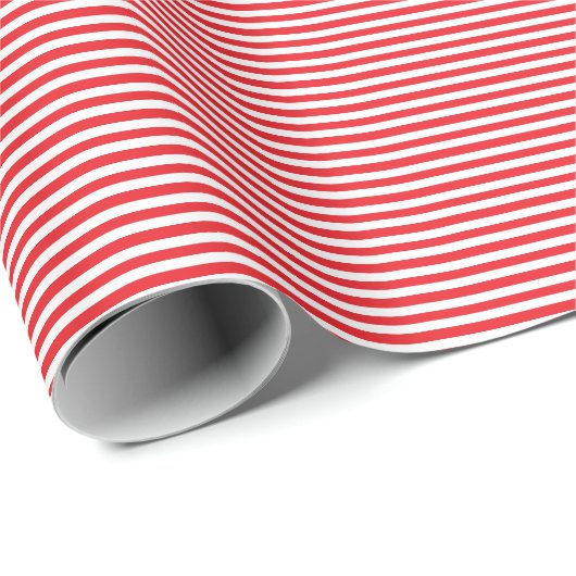 Klassiek Modern Dun Rood en Wit Gestreept Cadeaupapier (Rol Hoek)