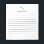 Klassiek Modern Eenvoudig Monogram Initiaal gevoer Notitieblok<br><div class="desc">Klassiek Modern Eenvoudig Monogram Initiaal Gevoerd Notitieblok</div>