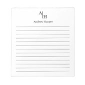 Klassiek Modern Eenvoudig Monogram Initiaal gevoer Notitieblok (Voorkant)