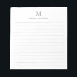 Klassiek modern Eenvoudig zilver grijs monogram ge Notitieblok<br><div class="desc">Klassiek modern Eenvoudig Classic Silver Grey Monogram Lijnd Notitieblok</div>
