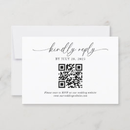 Klassiek Modern Elegant Script QR Code Bruiloft RSVP Kaartje