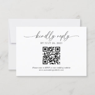 Klassiek Modern Elegant Script QR Code Bruiloft RSVP Kaartje