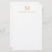 Klassiek Modern Faux Gold Monogram Initiaal Briefpapier (Voorkant / Achterkant)