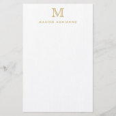 Klassiek Modern Faux Gold Monogram Initiaal Briefpapier (Voorkant)