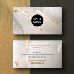 Klassiek modern goud folie logo & sociale media  visitekaartje