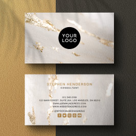 Klassiek modern goud folie logo & sociale media visitekaartje