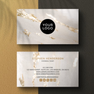 Klassiek modern goud folie logo & sociale media  visitekaartje