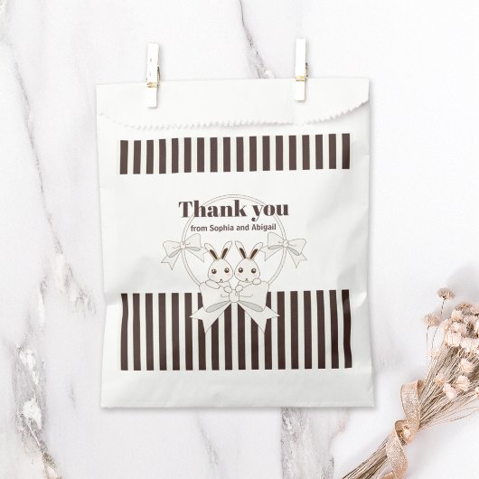 Klassiek Modern Leuk Tweeling Bunny Meisje Dank u Bedankzakje