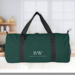 Klassiek Modern Minimaal Donkergroen Wit Monogram Plunjezak