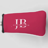 Klassiek modern monogram en naam rood golfheadcover (Voorkant)