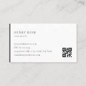 Klassiek Modern Monogram QR-code Visitekaartje (Achterkant)