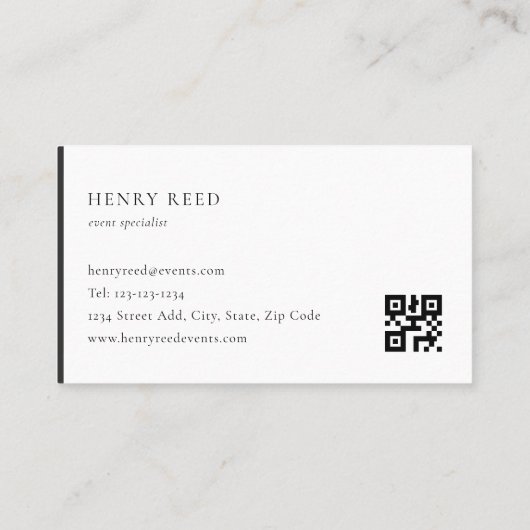 Klassiek Modern Monogram QR-code Visitekaartje (Achterkant)