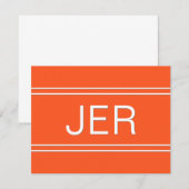 Klassiek Modern Monogrammed Name Initialen Oranje Notitiekaartje (Voorkant / Achterkant)