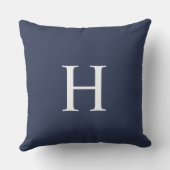 Klassiek modern navyblauw monogram buitenkussen (Achterkant)