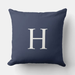 Klassiek modern navyblauw monogram buitenkussen