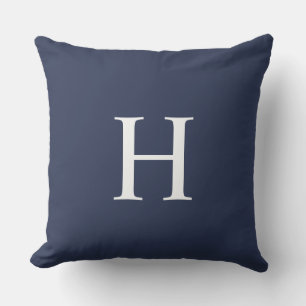 Klassiek modern navyblauw monogram buitenkussen