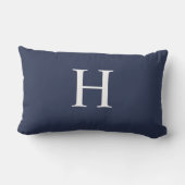 Klassiek modern navyblauw monogram buitenkussen (Achterkant)