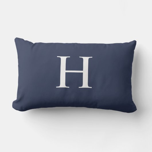 Klassiek modern navyblauw monogram buitenkussen (Voorkant)