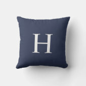 Klassiek modern navyblauw monogram buitenkussen (Achterkant)