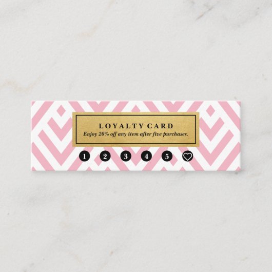 Klassiek modern patroongoud - Accent Roze Loyalty Mini Visitekaartje (Voorkant)