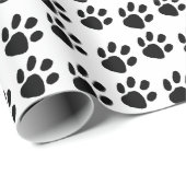 Klassiek Modern Paw Print Patroon Zwart-wit Cadeaupapier (Rol Hoek)
