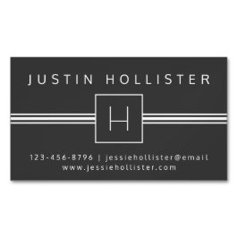 Klassiek Modern Professioneel Monogram | Donkergri Magnetisch Visitekaartje