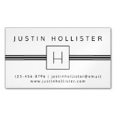 Klassiek modern professioneel monogram wit en zwar magnetisch visitekaartje (Voorkant)