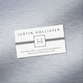 Klassiek modern professioneel monogram wit en zwar magnetisch visitekaartje (Voorbeeld)