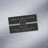 Klassiek Modern Professioneel Monogram Zwart-wit Magnetisch Visitekaartje (Voorbeeld)